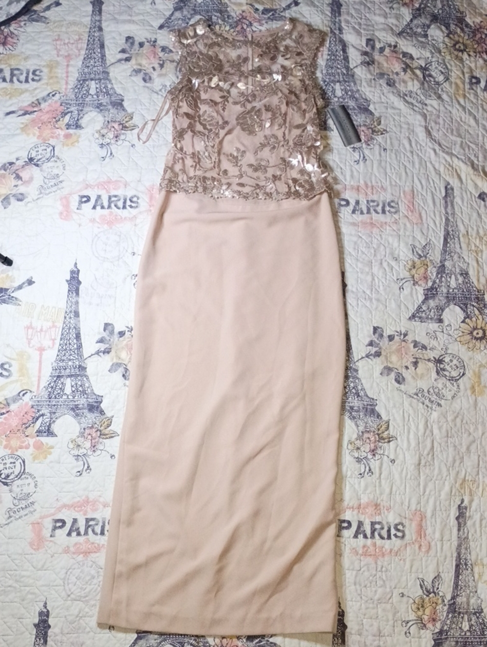 NWT Tahari Elegant Blush Sequin-Embellished Dress Size (2)